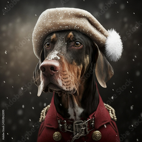 Hanoverian dyer in Christmas Outfit