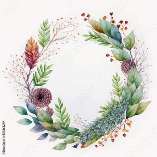 Stunning floral crown watercolor illustration made with Generative AI
