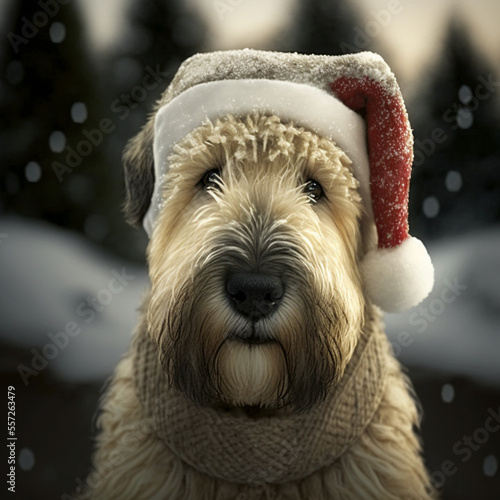 Irish Soft Coated Wheaten Terrier in Christmas Outfit photo