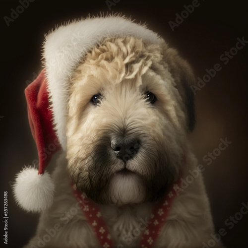 Irish Soft Coated Wheaten Terrier in Christmas Outfit photo