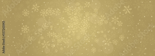 Golg Snow Vector Panoramic Gold Background. Xmas
