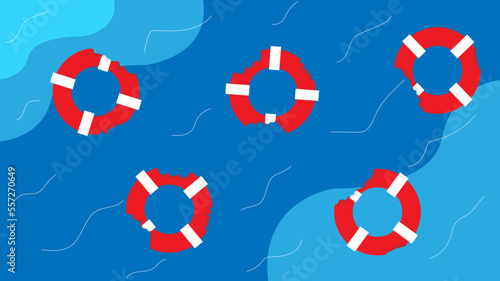 life buoys in background with waves