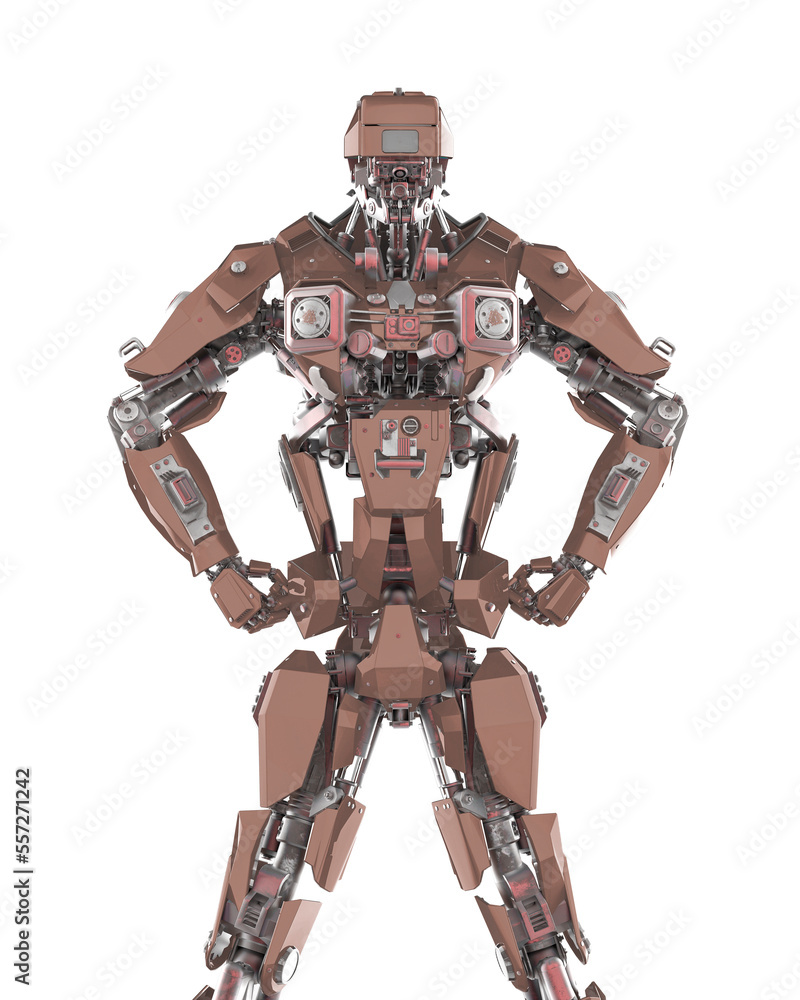 cyber mech is doing a power pose front view cyber mech is doing a power pose front view