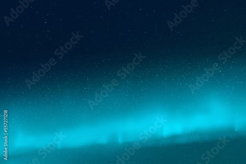 Night starry sky and aquamarine Northern lights. .Blue aurora borealis