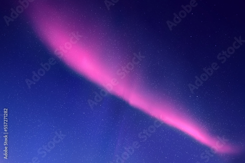Blue night starry sky and pink polar lights. .Purple aurora borealis