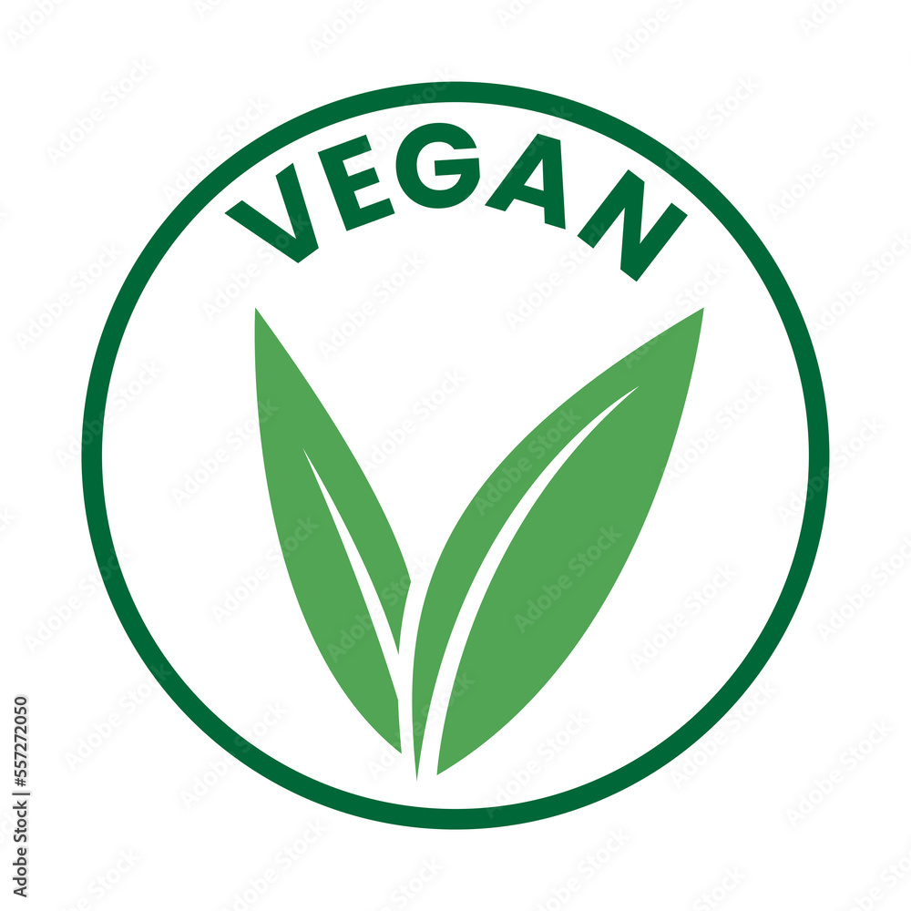 Vegan Round Icon with Green Leaves and Dark Green Text - Icon 1 Vegan Round Icon with Green Leaves and Dark Green Text - Icon 1