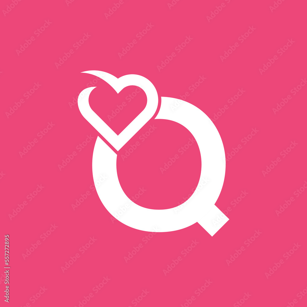 bold logo template heart love letter Q bold logo template heart love letter Q
