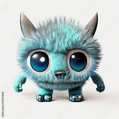 Cute little blue monster , generative AI © ac2000