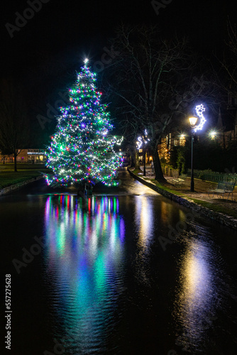 The Christmas Tree In The River At Bourton-on-the-Water In The Cotswolds