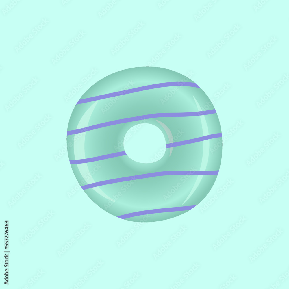 Mint donut with purple stripes Mint donut with purple stripes