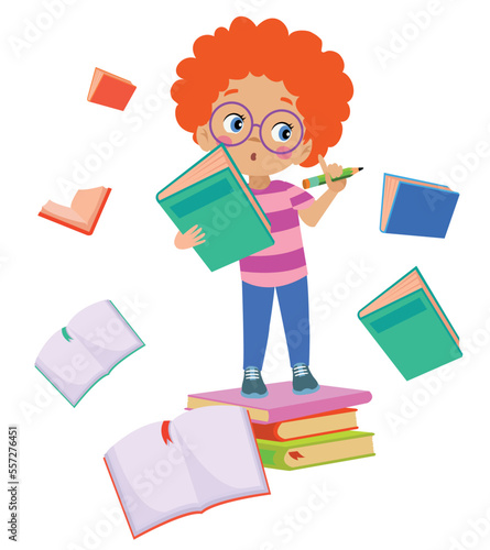 cute little student with books