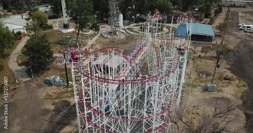 Abandoned Rollercoaster Theme Park Aerial
