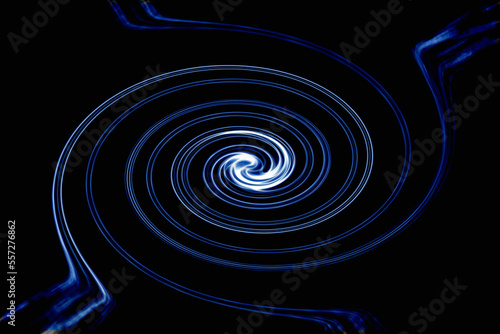 Blue circular concentric light . Abstract design. Space and energy.