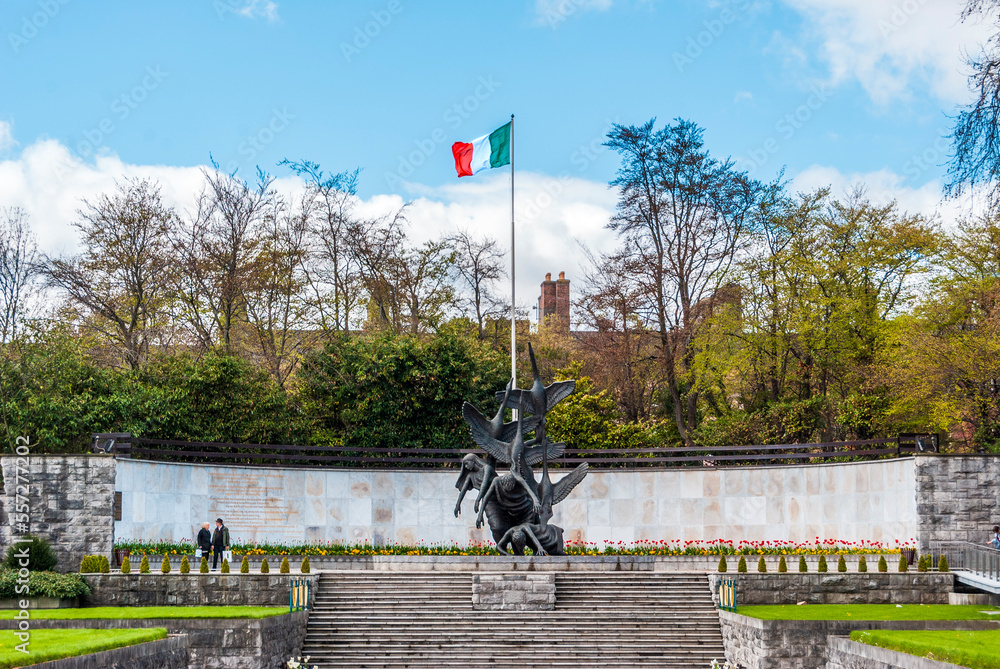 Fototapeta premium Garden of Remembrance, memorial garden dedicated to the memory of all who fight for Irish Freedom, located in former Rotunda Gardens, in Parnell Square, Dublin