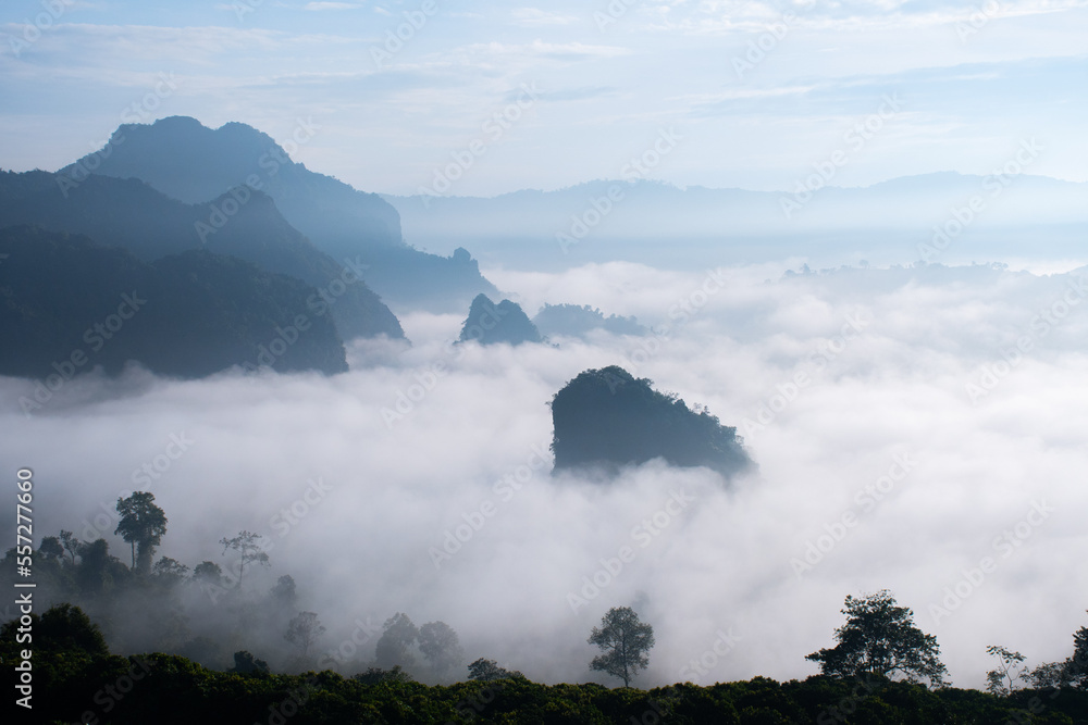 landscape of mountains fog  Phu Lanka National Park Phayao province north of Thailand