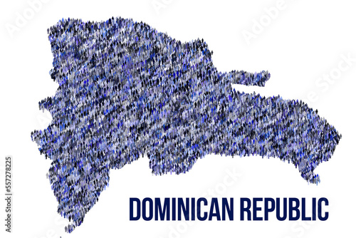 The map of the Dominican Republic made of pictograms of people or stickman figures. The concept of population, sociocultural system, society, people, national community of the state. illustration. photo