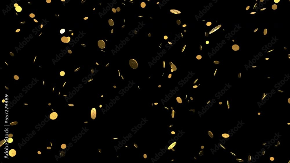 Falling coins or money golden rain motion background with alpha channel. Transparency is embedded in video. Falling coins or money golden rain motion background with alpha channel. Transparency is embedded in video.