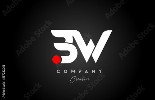 Fotografija red white alphabet letter BW B W combination for company logo
