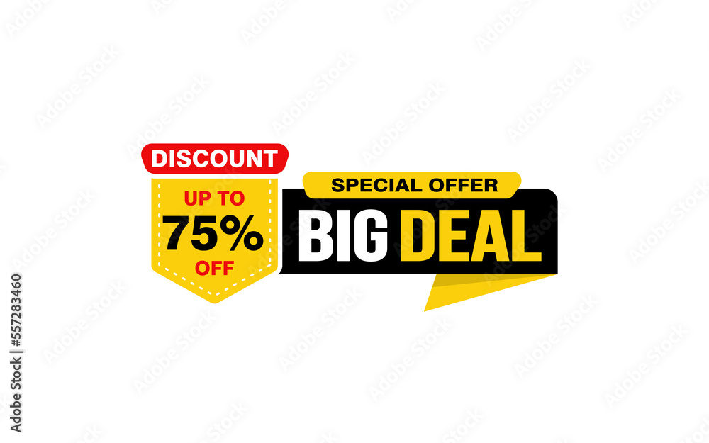 75 Percent discount offer, clearance, promotion banner layout with sticker style.
75 Percent discount offer, clearance, promotion banner layout with sticker style.