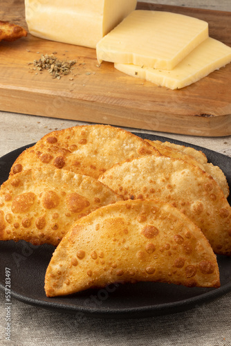 Brazilian snack pastel of cheese.