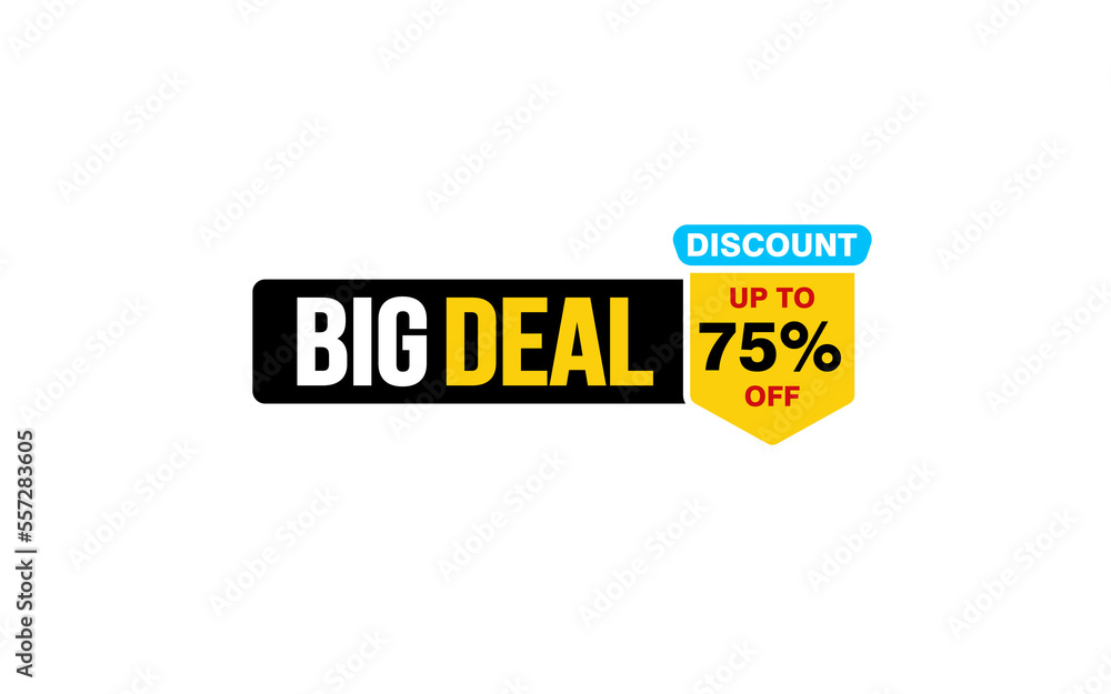 75 Percent discount offer, clearance, promotion banner layout with sticker style. 
