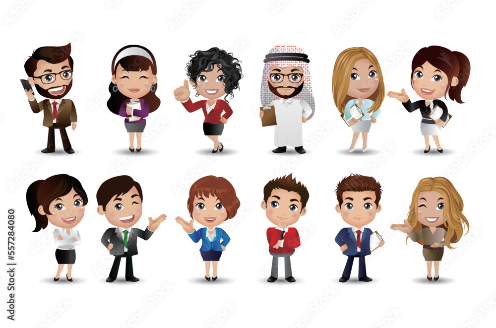 business people group avatars characters - Vector