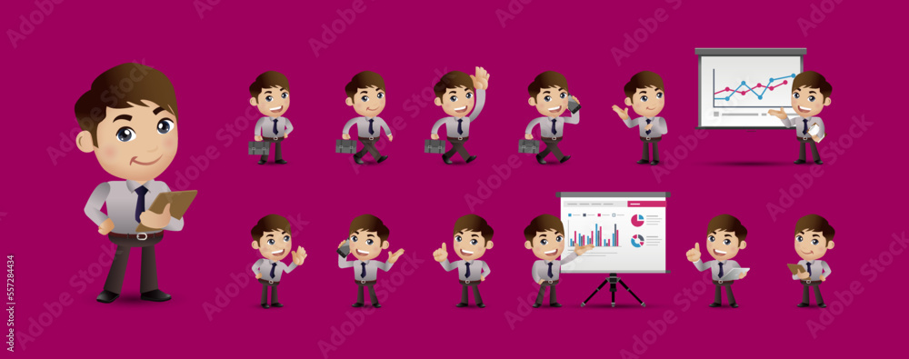 cartoon young people. Business person Set cartoon young people. Business person Set