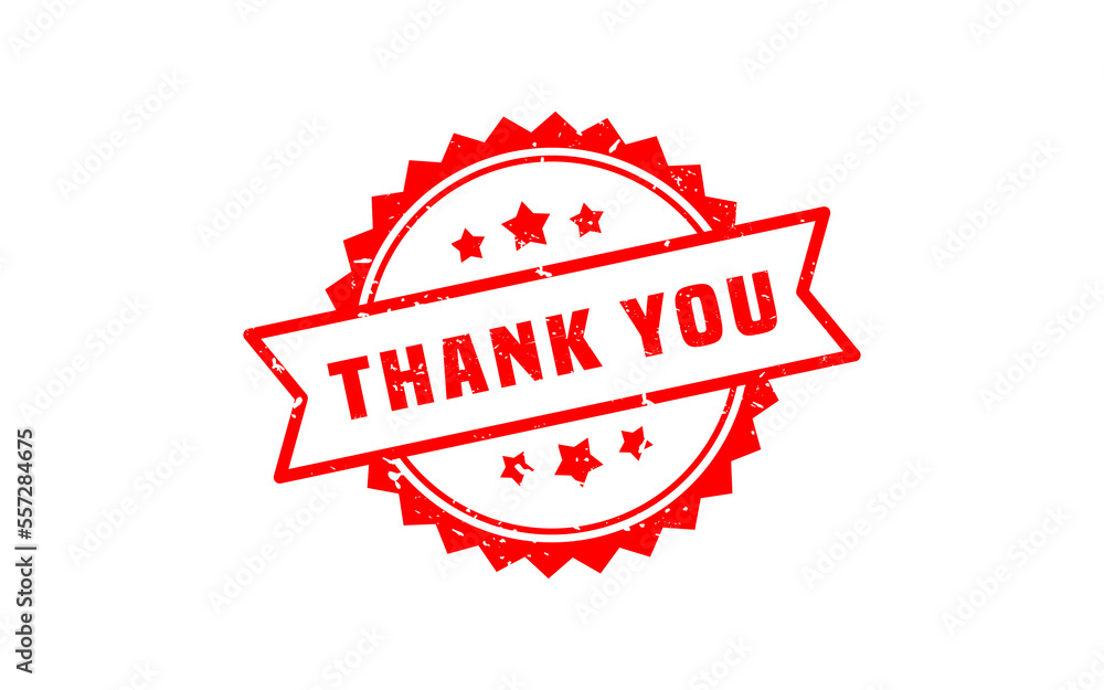 THANK YOU rubber stamp with grunge style on white background