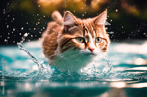  photo of a cat falling in water  - AI Generated