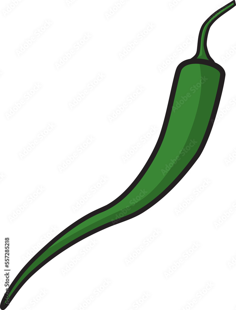 Serano green chili pepper doodle handdrawn Serano green chili pepper doodle handdrawn