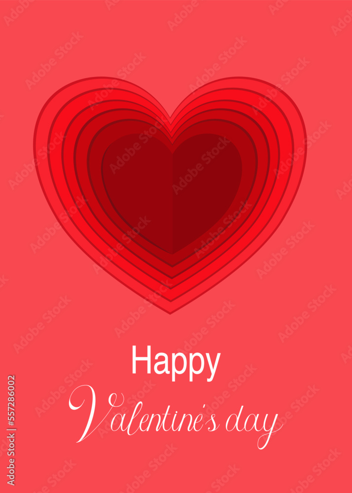 Happy Valentines day greeting card with paper art effect, vector