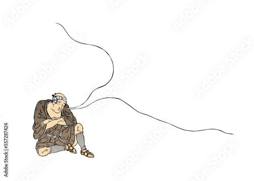 浮世絵　居眠りする男性　その2