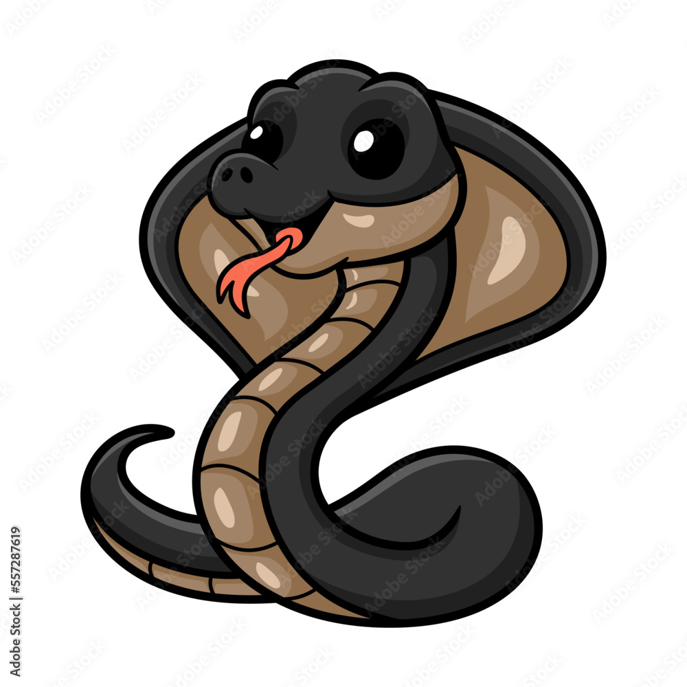Obraz premium Cute javan spitting cobra cartoon