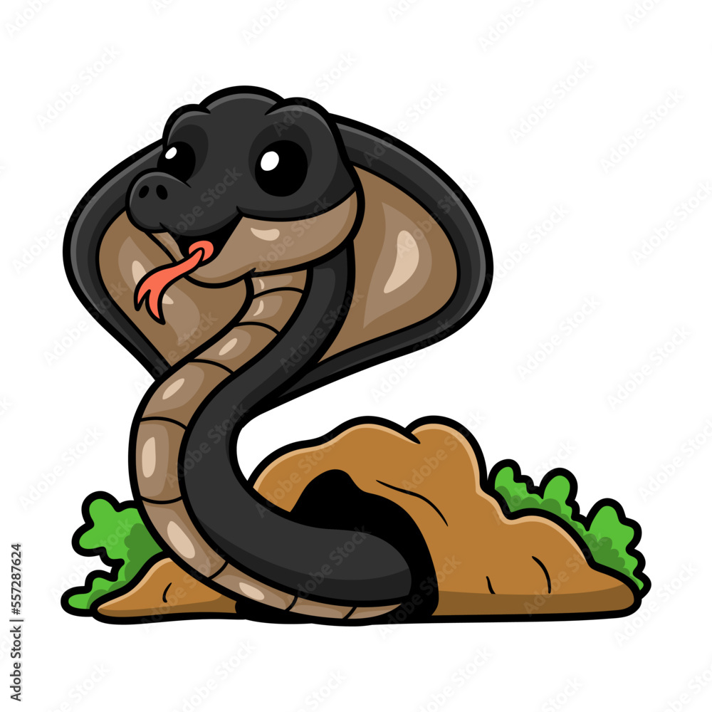 Fototapeta premium Cute javan spitting cobra cartoon