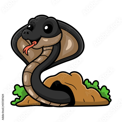 Cute javan spitting cobra cartoon