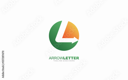 L logo business for branding company. arrow template vector illustration for your brand.