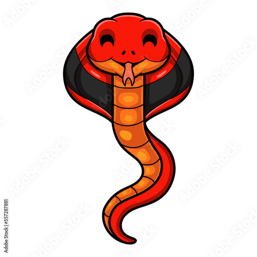 Cute red spitting cobra cartoon