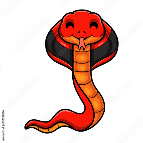 Cute red spitting cobra cartoon
