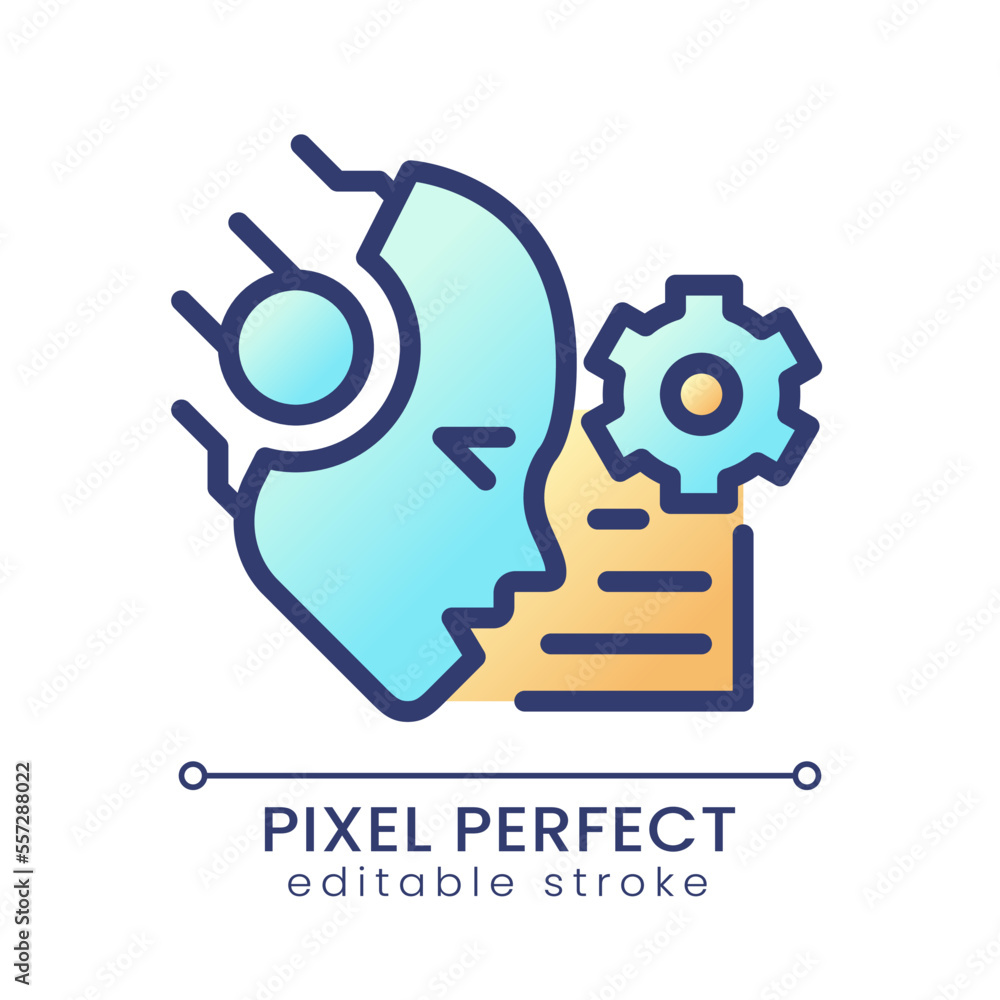 AI reads and summarize pixel perfect color gradient icon. Artificial