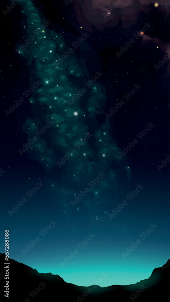 night view on far bright colorful galaxy