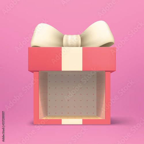 gift box with open side pink backdrop
