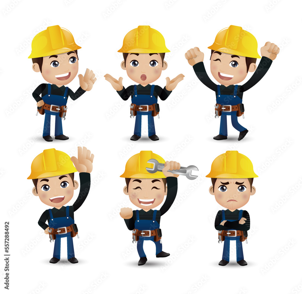 Profession - builder. worker. engineer with different poses Profession - builder. worker. engineer with different poses
