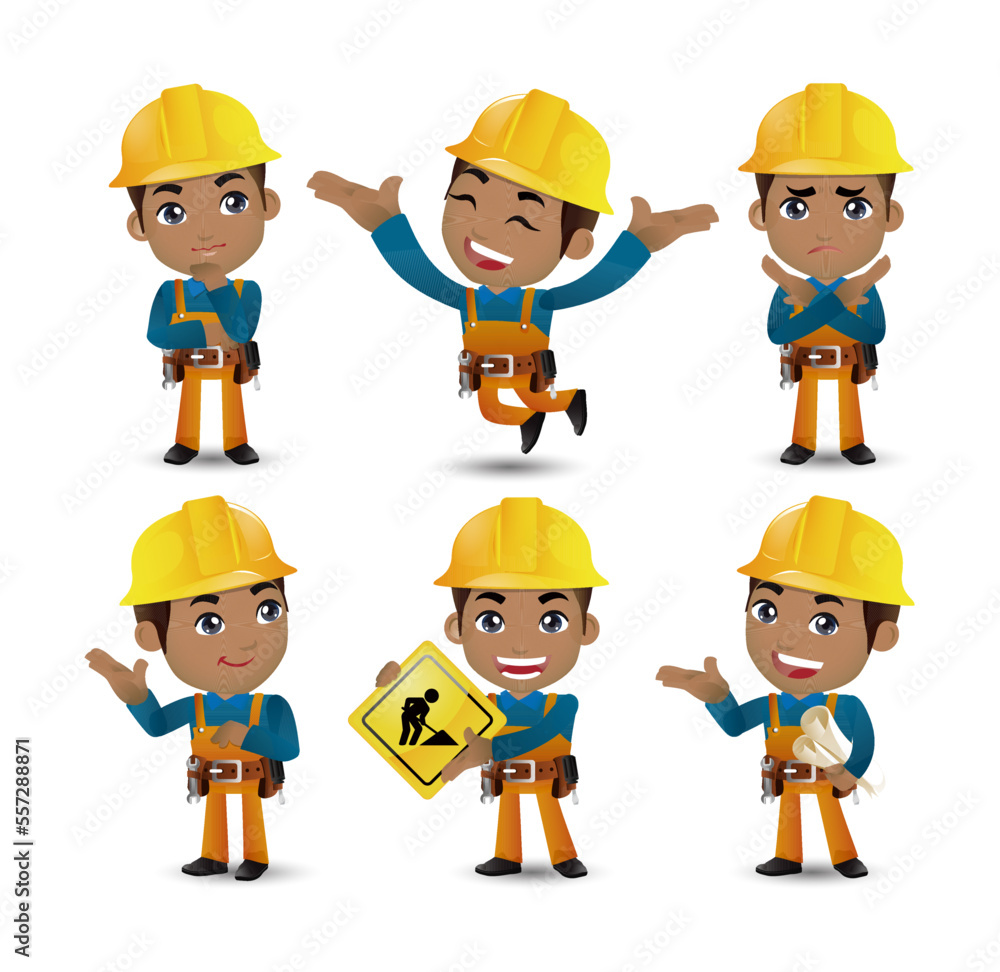 builder. worker. engineer with different poses builder. worker. engineer with different poses