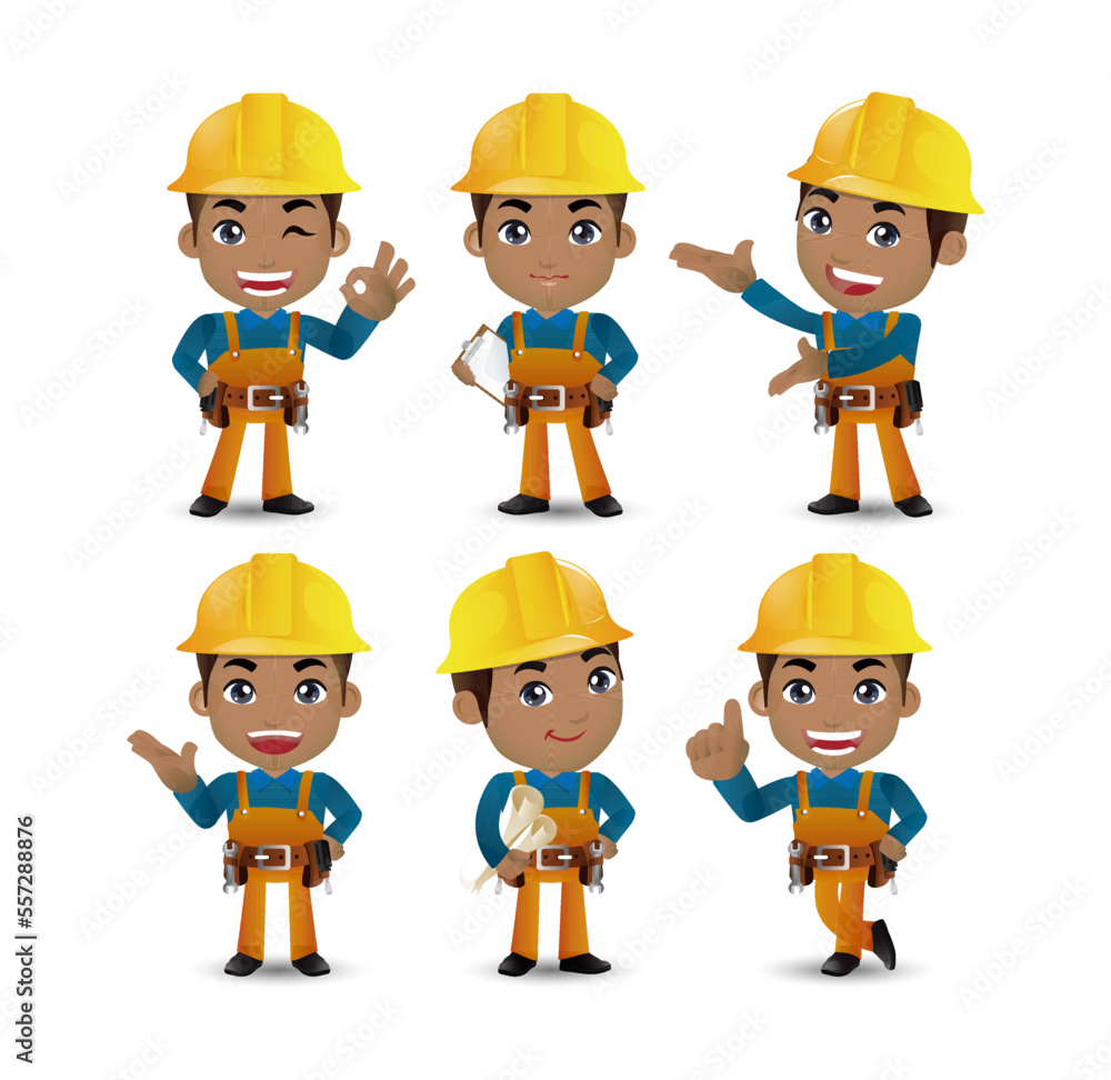 builder. worker. engineer with different poses builder. worker. engineer with different poses