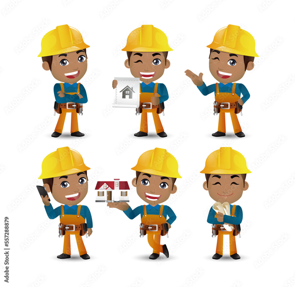 builder. worker. engineer with different poses builder. worker. engineer with different poses