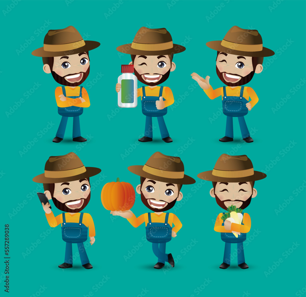 Profession - farmer with different poses