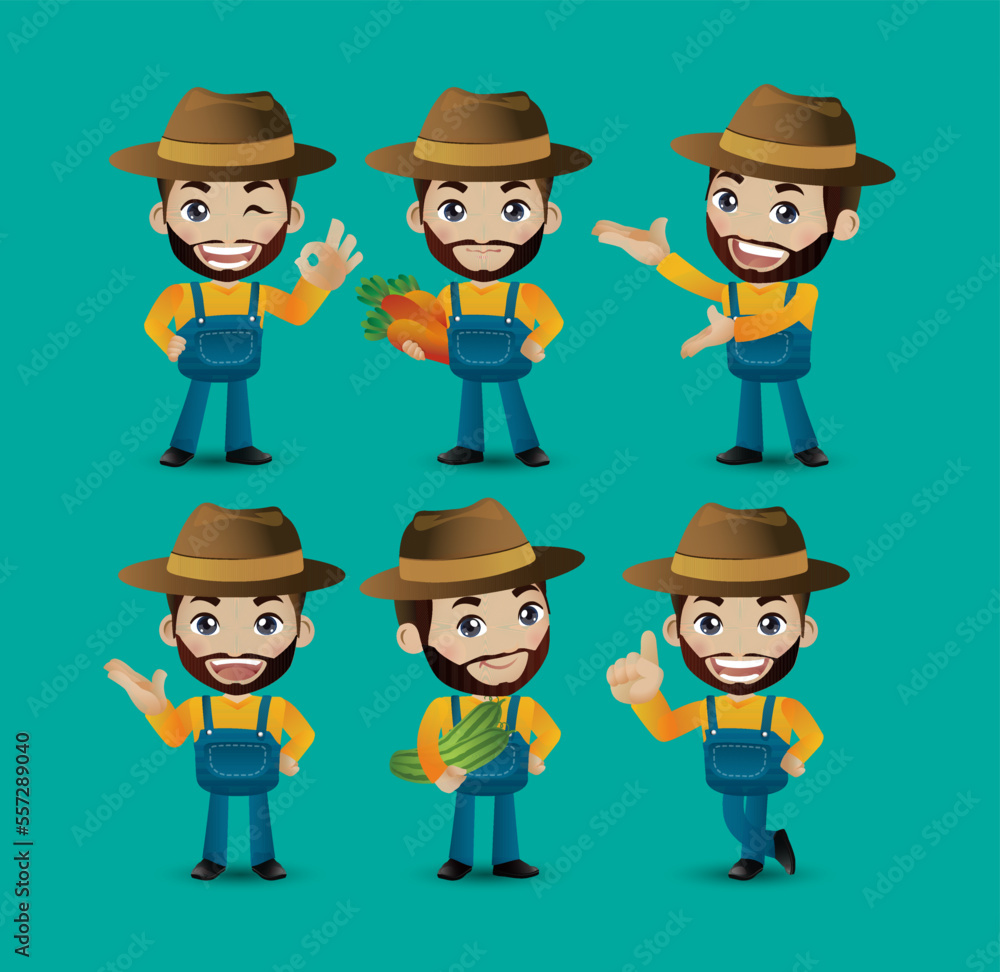 Profession - farmer with different poses