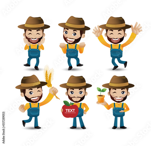 Profession - farmer with different poses