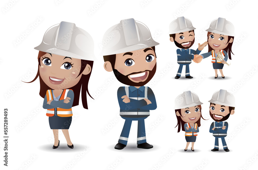 Worker together and shake hands Worker together and shake hands