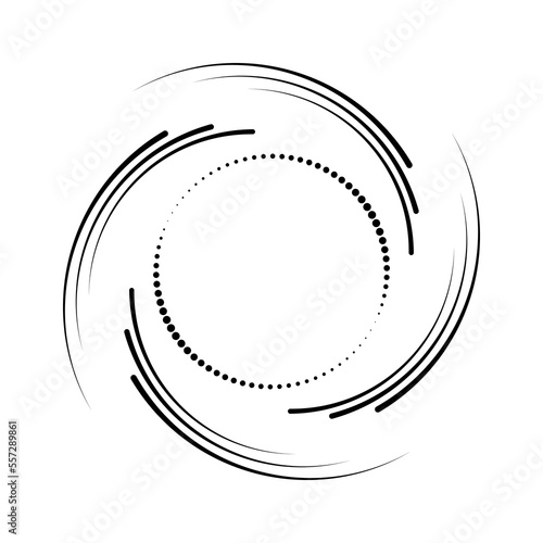 Abstract black halftone dots and lines in circle form. Geometric art. Design element for border frame, round logo, blackout tattoo, sign, symbol, web pages, prints, template, pattern, backdrop